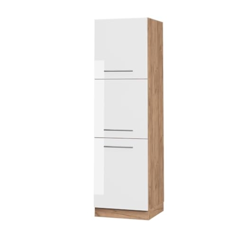 Vicco Herdumbauschrank Fame-Line, Weiß Hochglanz/Goldkraft Eiche, 60 cm