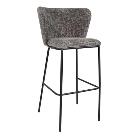 Kick Collection Barhocker BO - Dunkelgrau - Modern und Hochwertig - Chenille stof en Metall - Erhältlich in vielen Farben
