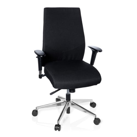 hjh OFFICE 608700 Profi Bürostuhl PRO-TEC 250 Stoff Schwarz Drehstuhl ergonomisch, Sitztiefe & Armlehnen verstellbar