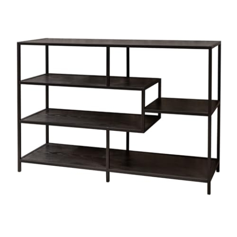 Riess Ambiente Industrial Bücherregal Slim LINE 114cm Esche schwarz fünf Regalböden Regal Wohnzimmerregal