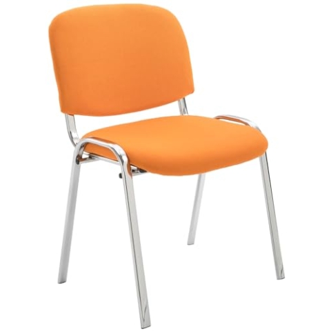 CLP Konferenzstuhl Ken Chrom mit hochwertiger Polsterung und Stoffbezug I Stapelstuhl mit robustem Metallgestell in Chromoptik, Farbe:orange