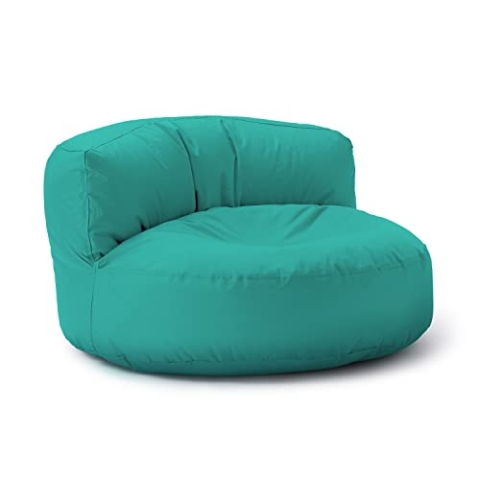Lumaland Sitzsack Lounge | Sofa-Sitzsack 90 x 50 cm mit Rückenlehne | Indoor & Outdoor Beanbag | Wasserabweisend & Robust | Mit anpassungsfähiger EPS-Füllung | Waschbarer Bezug [Türkis]