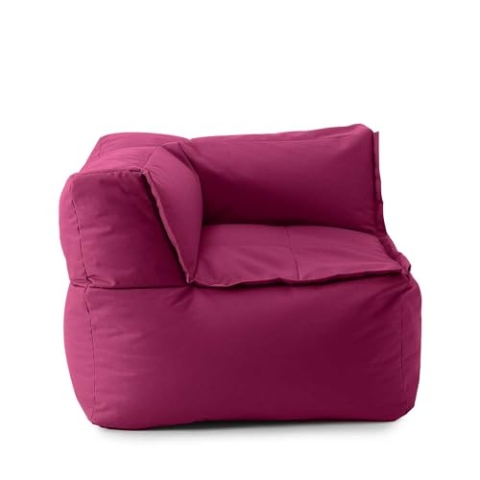 Lumaland Sitzsack-Lounge Modular Eckteil | Waschbare Sitzmöbel für Innenräume & Garten | Indoor & Outdoor Sitz-Garnitur | Wasserfester Ecksessel | Einfach erweiterbar 81x81x70cm [Rotwein]