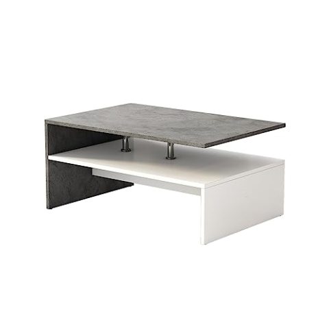 Oskar Store Couchtisch Mike, Beton/Weiß, 90 x 42 cm