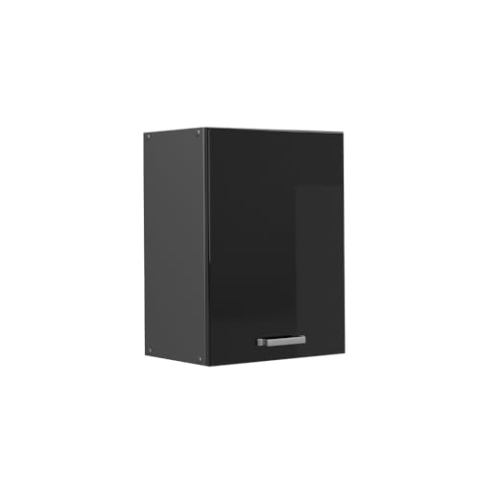 Vicco Hängeschrank R-Line, hängender Küchenschrank, Schwarz Hochglanz/Anthrazit, 45 cm
