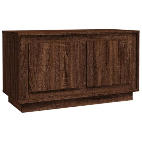 vidaXL TV Schrank, Fernsehschrank mit viel Stauraum, Lowboard für Fernseher Wohnzimmer, Fernsehtisch HiFi Schrank TV Möbel, Braun Eichen Optik Holzwerkstoff
