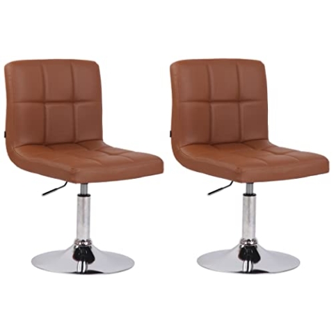 CLP 2er Set Lounger Palma V2 Mit Kunstlederbezug I 2 x Höhenverstellbarer Polsterstuhl Mit Rückenlehne, Farbe:Hellbraun