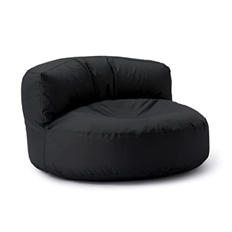 Lumaland Sitzsack Lounge | Sofa-Sitzsack 90 x 50 cm mit Rückenlehne | Indoor & Outdoor Beanbag | Wasserabweisend & Robust | Mit anpassungsfähiger EPS-Füllung | Waschbarer Bezug [Schwarz]