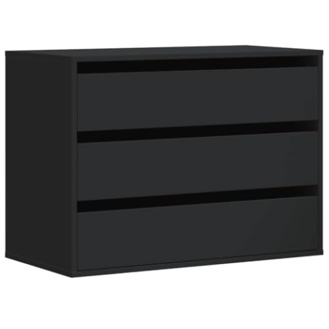 vidaXL Kommode, Sideboard mit 3 Schubladen, Schubladenschrank Schrank für Wohnzimmer, Anrichte Flurschrank Beistellschrank, Schwarz Holzwerkstoff