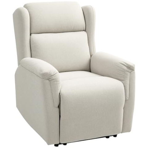 HOMCOM Relaxsessel, Fernsehsessel mit Liegefunktion, TV-Sessel mit Taschenfederkern, Gepolstert Liegesessel, Ruhesessel bis 150 kg belastbar für Wohnzimmer, Schlafzimmer, Beige