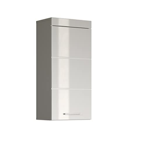 trendteam smart living - Amanda - Hängeschrank - Weiß/Weiß Hochglanz - 1 Einlegeboden - (BxHxT) 37 x 77 x 23 cm - Kratzfest