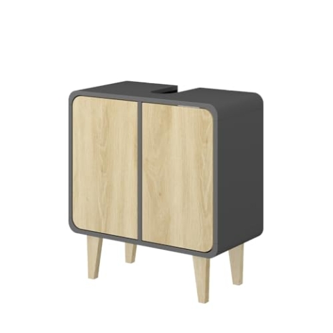 Vicco Waschbeckenunterschrank Arla, Anthrazit/Goldkraft Eiche, 60 x 61 cm