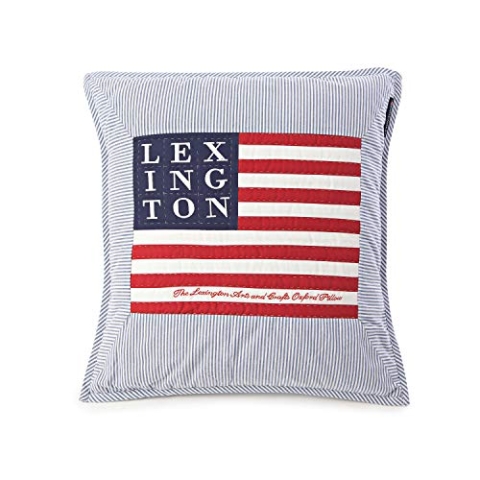 LEXINGTON Logo Art & Crafts Dekokissen Blau Weiss - 50x50