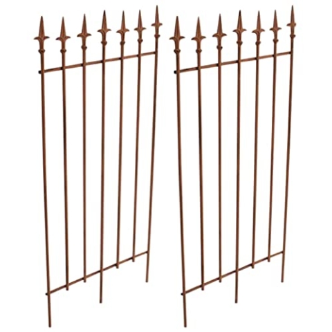CLP 2er Set Metall-Rankgitter Elisa I Größe: 100 x 50 cm, Stabstärke 0,7 cm I Rankhilfe für Kletterpflanzen, Farbe:antik braun