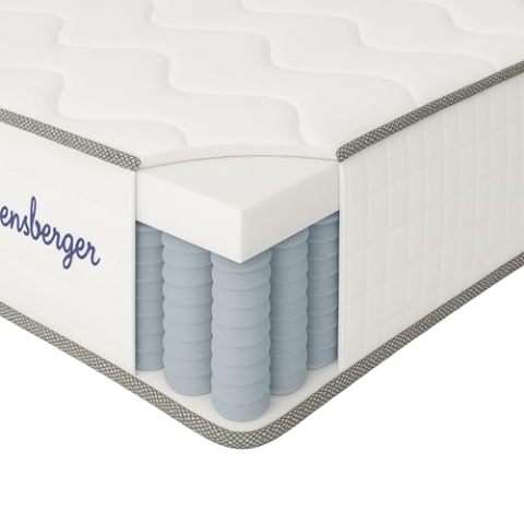 Arensberger JANA Matratze 120x200 cm | Federkernmatratze mit Kaltschaum und 7-Zonen | ergonomische Höhe 19cm | Härtegrad H2/H3 | Taschenfederkern | 120x200cm Rollmatratze punktelastisch