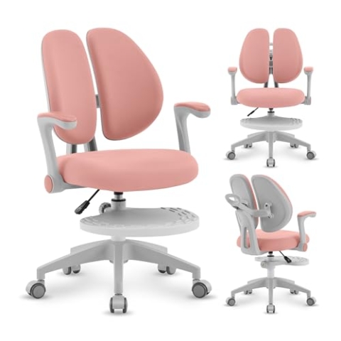 MARK ADLER Junior 4.9 Rose | Ergonomischer Kinderstuhl Drehstuhl Schreibtischstuhl | Höhenverstellbar & mitwachsend | Rückenlehne & Fußstütze verstellbar | Abklappbare Armlehnen | 1 Stück