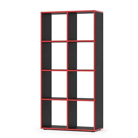 Vicco Raumteiler Scutum, stehendes Bücherregal, Schwarz/Rot, 72 x 143 cm