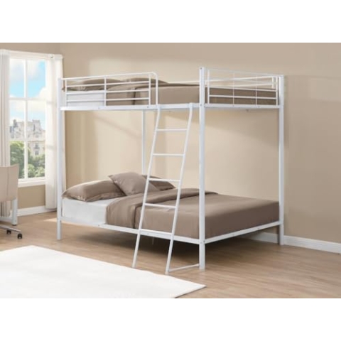Vente-unique-Etagenbett + Matratze - 2 x 140 x 190 cm - Metall - Weiß - Gemini II