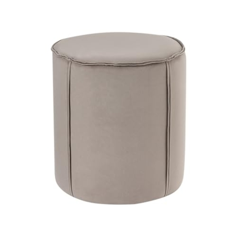 Pouf Hocker Samt beige taupe rund ⌀ 40 cm Polsterhocker 43 cm hoch Sedona