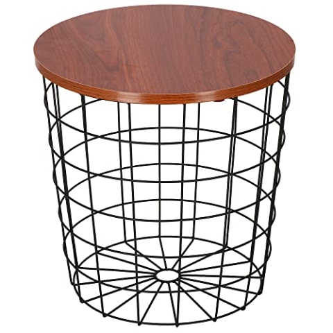 SPRINGOS Beistelltisch Couchtisch Drahttisch Rund 39 x 40 cm Korbtisch Metall durchbrochenes Design industrieller Tisch für Innenräume