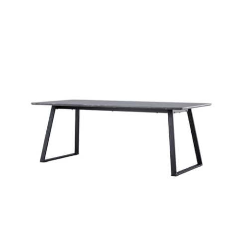 ebuy24 Malaga Esstisch Marmor dekor 90x200cm (Dunkel grau,schwarz.)