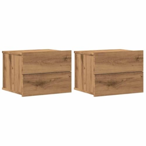 vidaXL Wand-Nachttische 2 STK. Artisan-Eiche 40x32x30 cm, schwebender Nachttisch, Nachttisch, Nachtschrank, Wand-Nachtschrank, Wandschrank