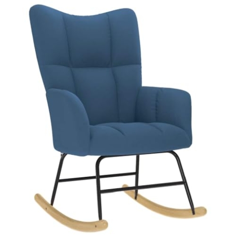 vidaXL Schaukelstuhl Blau Stoff, Stuhl, Entspannungsstuhl, Relaxsessel, Wohnzimmerstuhl, Wippe, Stoffstuhl, Stoffschaukelstuhl, Stoff-Wohnzimmerstuhl