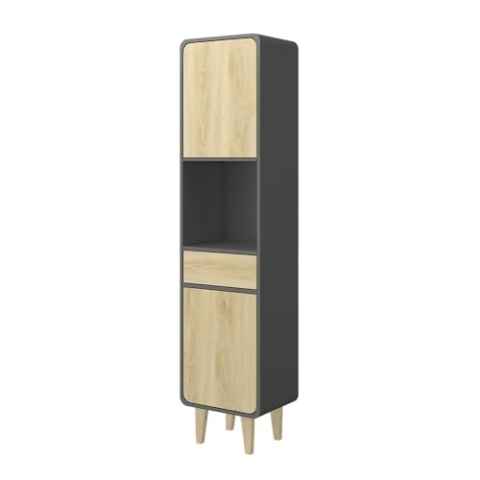 Vicco Badezimmermöbel Arla, Badezimmerhochschrank, Anthrazit/Goldkraft Eiche, 40 x 161 cm