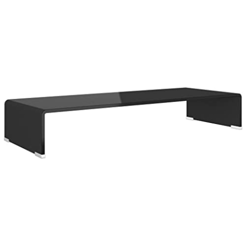 vidaXL TV-Glasaufsatz Tisch Monitor Erhöhung Glasbühne Podest Schwarz 80x30x13cm