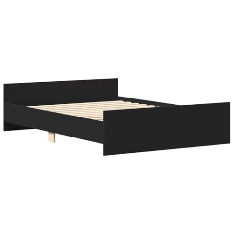 vidaXL Bettgestell, Bettrahmen mit Lattenrost, Bett Gästebett mit Kopfteil Fußteil, Doppelbett Schlafzimmerbett Schlafzimmermöbelt, Schwarz 120x190cm