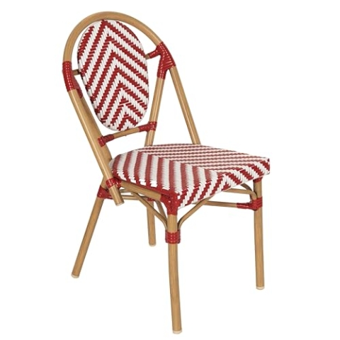 Oviala Gartenstuhl im Pariser Bistro-Stil, aus Aluminium und Rattan, Rot