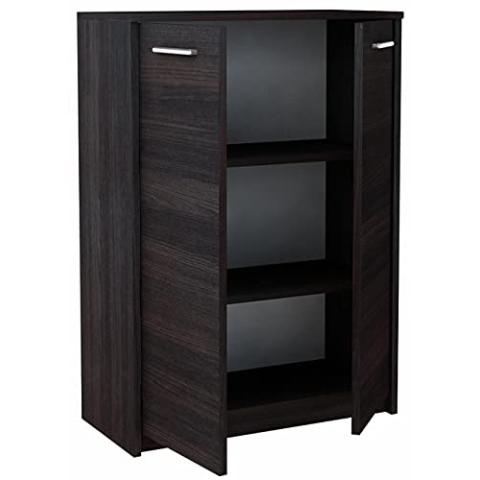 MATKAM Bürokommode 2D2P 2-türig, H/B/T 108 x 77 x 35 cm, mit Zwei Innenregalen (Abstand 31,7 cm, passend für einen Standard-Ordner), Griffe in Metall-Optik. Scharniere aus Metall (Wenge)