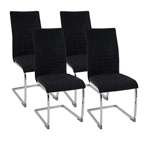 ALBATROS Freischwinger Stuhl Lugano 4er Set, Schwarz - Esszimmerstuhl Schwingstuhl mit Modernem Design, Stoff-Bezug, Dicke Polsterung - Küchenstuhl, Polster-Stuhl Esszimmer, Esstisch Stuhl
