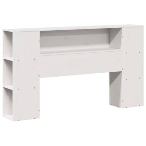 vidaXL Kopfteil, Bettkopfteil mit Stauraum, Freistehend Betthaupt für Holzbett Doppelbett, Holzkopfteil Bettzubehör Schlafzimmer, Weiß 120cm Massivholz Kiefer