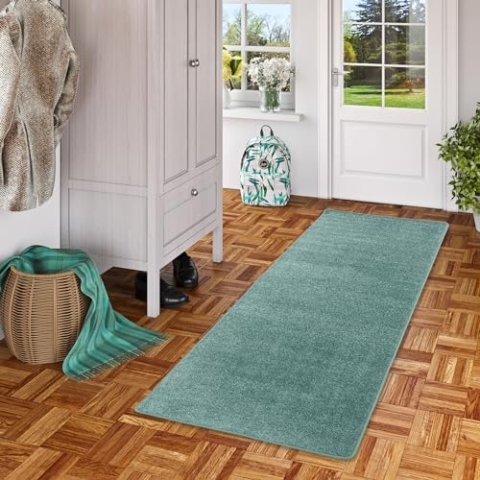 Snapstyle Hochflor Velours Teppich Läufer Einfarbig Weich Luna Mintgrün in 9 Größen