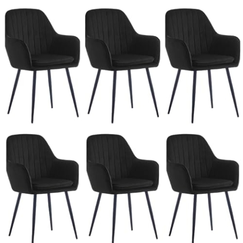 Colenis - Lavinia Esszimmerstuhl - 6er Set - Schwarz - Velvet