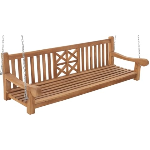 CLP Schaukelbank Farm I Gartenschaukel aus Teakholz I Holzschaukel wetterfest und massiv I mit Befestigungsmaterial, Farbe:Teak, Größe:200 cm