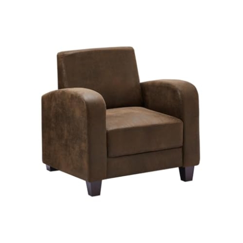 Vente-unique-Club-Sessel - Mikrofaser - Braun - Vintage-Leder-Optik - Madie II
