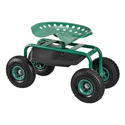 pro.tec Fahrbarer Gartensitz Scooter Rollsitz [grün] Rollwagen Gartenhelfer