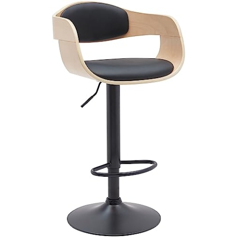 CLP Barhocker Kingston Mit Hochwertiger Polsterung I Höhenverstellbarer Barstuhl Mit Robustem Metallgestell, Farbe:Natur/schwarz, Material:Kunstleder