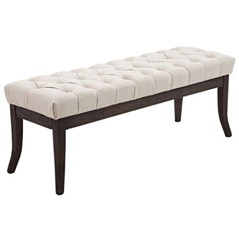 CLP Sitzbank Ramses mit hochwertiger Polsterung und Stoffbezug I Bank mit antik-dunklen Holzbeinen I Holzbank mit Einer Sitzhöhe von: 46 cm, Farbe:Creme, Größe:120 cm