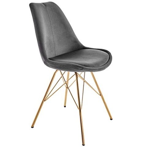 riess-ambiente.de Design Stuhl Scandinavia MEISTERSTÜCK dunkelgrau Samt goldene Beine | Eleganter Stuhl fürs Esszimmer
