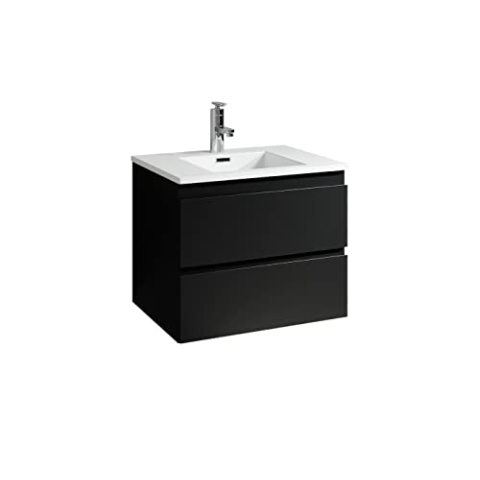Badezimmer Badmöbel Set Angela 60cm - Matt Schwarz - Unterschrank Schrank Waschbecken Waschtisch