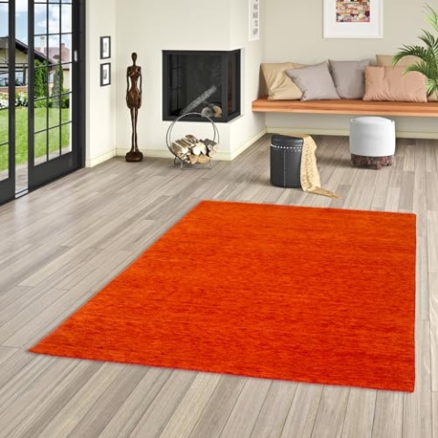Natur Wolle Gabbeh Teppich Maya Terrakotta für Wohnzimmer, Schlafzimmer
