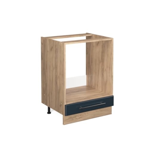 Vicco Herdumbauschrank Fame-Line, Dunkelblau Hochglanz/Goldkraft Eiche, 60 cm ohne Arbeitsplatte