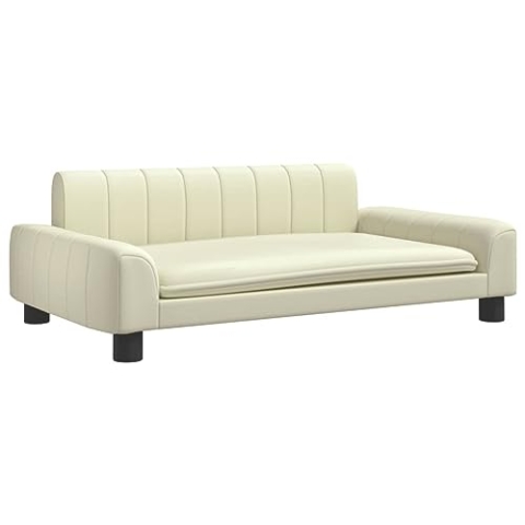 vidaXL Kindersofa, Couch für Kinder, Kindercouch mit runden Kanten, Kindersessel Minisofa Polstersofa Kindermöbel Sofa Kinderzimmer, Creme Kunstleder
