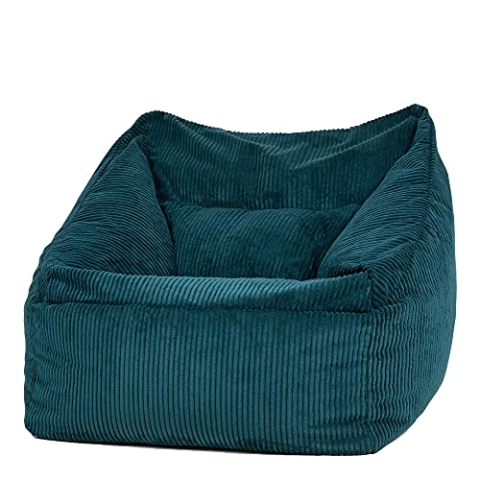 Icon Natalia Sitzsack Sessel für Erwachsene, Blaugrün, Flauschiger Cord Stoff, Riesen Sitzsack Cord mit Füllung, Bean Bag Chair, Bequemer Sessel Wohnzimmer, Lounge, Schlafzimmer, Büro