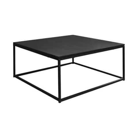 Alice's Home Quadratischer Couchtisch, schwarzes Metall. L80 x B 80 x H 36 cm - Industrielle