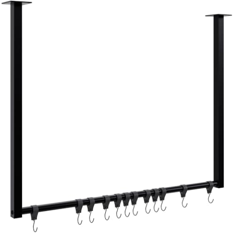 CLP Kleiderstange Fenton mit 12 Kleiderhaken I Kleiderständer für Deckenmontage I Garderobenstange aus Metall, Größe:80x60 cm