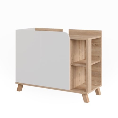 Vicco Waschbeckenunterschrank Karen, Sonoma/Weiß, 80 x 65 cm mit 2 Türen